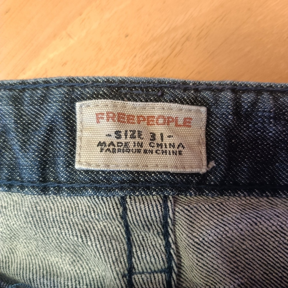 Free People Womens 31 Dark Wash Straight‎ Leg Denim Jeans Mid Rise Vtg Casual
